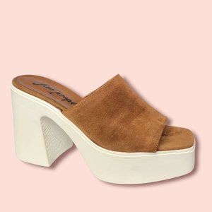 NEW Free People Zoe Platform Slide Sandal Cognac Brown Women's 39
